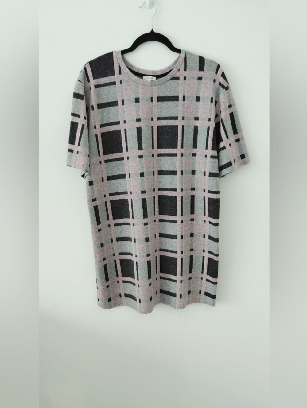 Plaid Crewneck Knit Dress